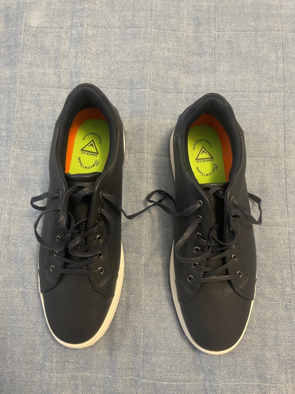 Men's Navy Blue Lace-Up Casual Dress Sneakers - Comfort Insole